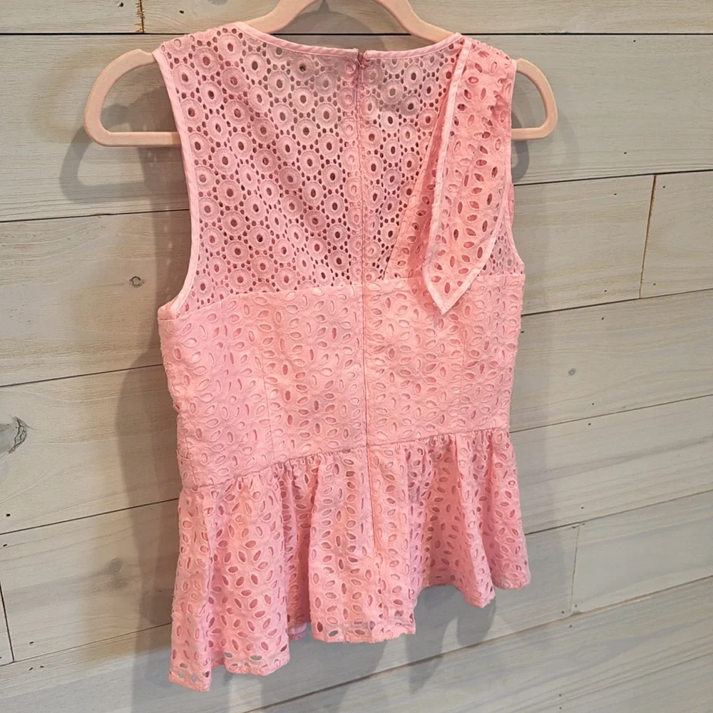 Lilly Pulitzer Diana Pink Eyelet, Pink Tropics Peplum Top, NWT - Picture 7 of 9